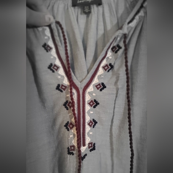 Lord+Taylor Boho Lightweight Cotton Embroidered Longsleeve Top Medium - Picture 2 of 7